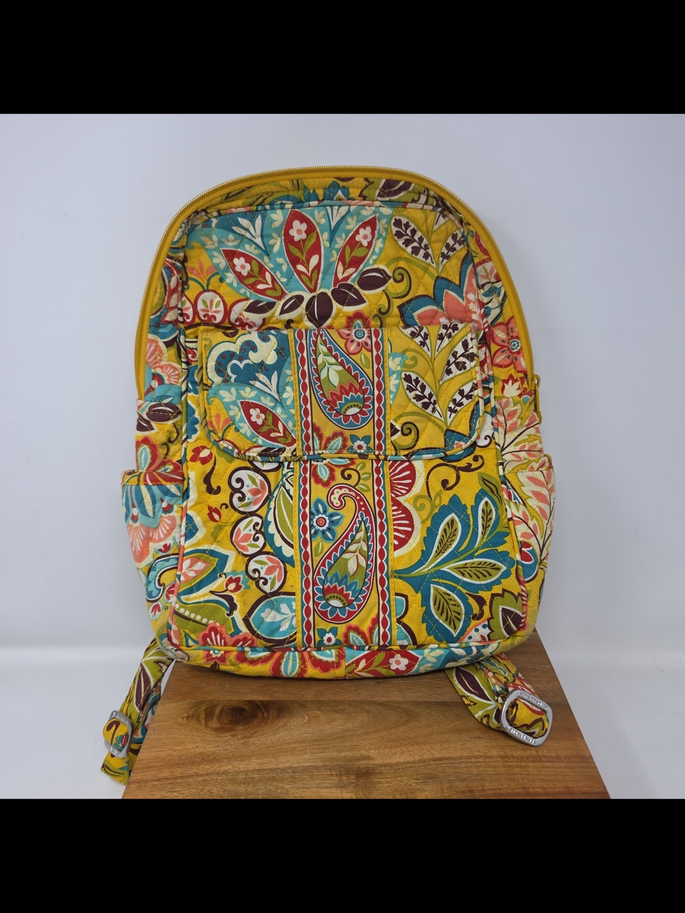 Vera Bradley Yellow Quilted Floral Paisley Backpack